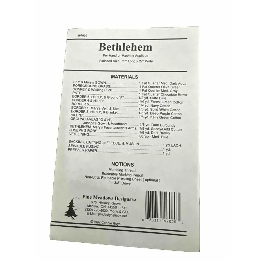 PINE MEADOWS DESIGNS 27” X 27” CROSS STITCH INSTRUCTIONS 1997 BETHLEHEM #97020